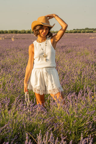 Short bas dentelle blanc