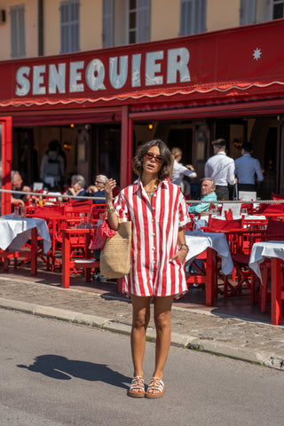 Combi-short OHLALA rayée rouge
