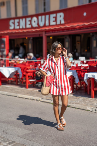 Combi-short OHLALA rayée rouge