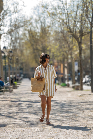 Combi-short OHLALA rayée beige