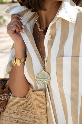 Combi-short OHLALA rayée beige