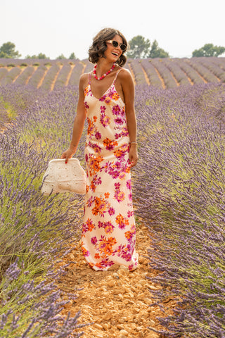 Robe litte flowers prune&orange