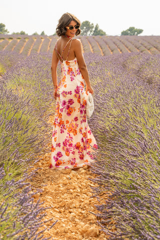 Robe litte flowers prune&orange