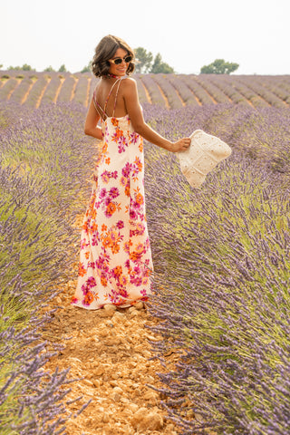 Robe litte flowers prune&orange