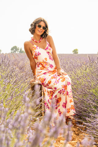 Robe litte flowers prune&orange