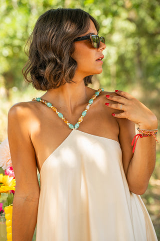 Robe LÉONE satinée beige