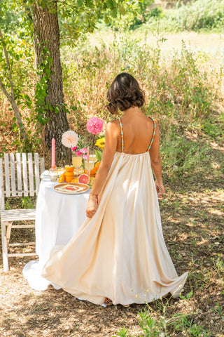 Robe LÉONE satinée beige