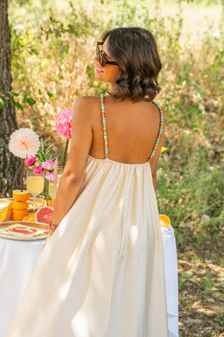 Robe LÉONE satinée beige