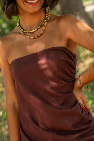 Combi-short bustier chocolat