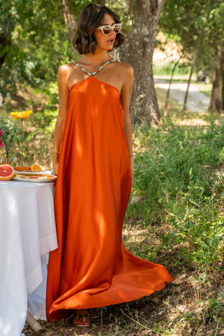 Robe LÉONE satinée terracotta