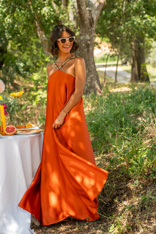 Robe LÉONE satinée terracotta