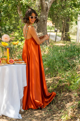 Robe LÉONE satinée terracotta