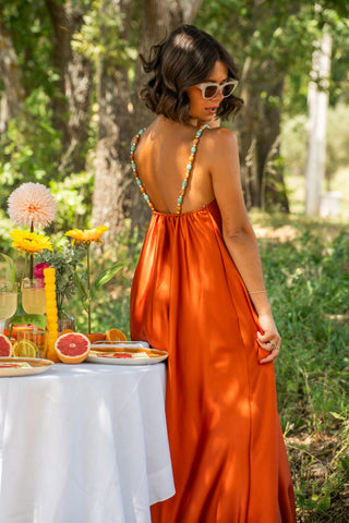 Robe LÉONE satinée terracotta