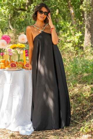 Robe LÉONE satinée noir
