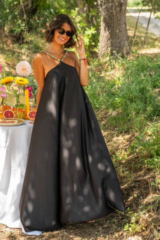 Robe LÉONE satinée noir