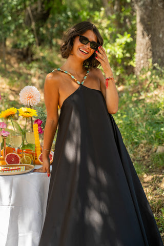 Robe LÉONE satinée noir