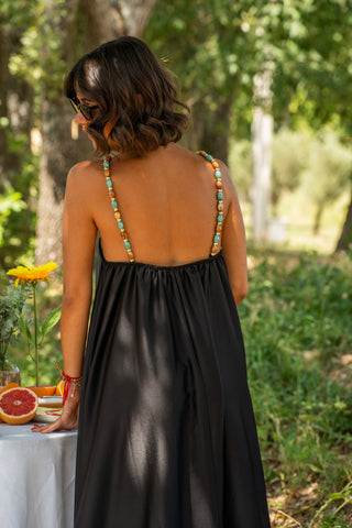 Robe LÉONE satinée noir