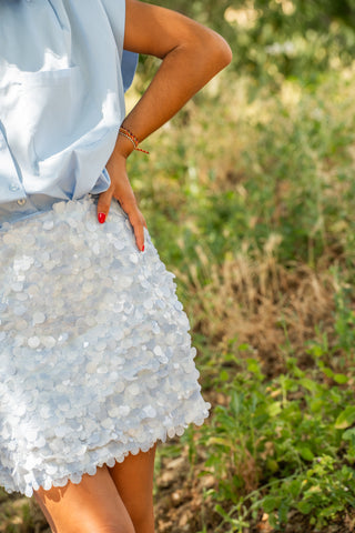 Jupe à SEQUINS bleu ciel