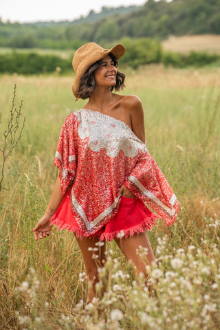 Top MEXIE a sequins rouge