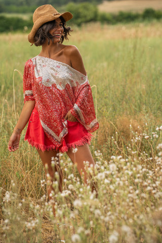 Top MEXIE a sequins rouge