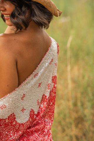 Top MEXIE a sequins rouge