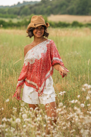 Top MEXIE a sequins rouge