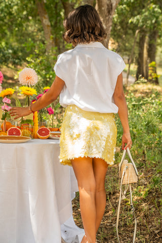 Jupe à SEQUINS jaune pastel