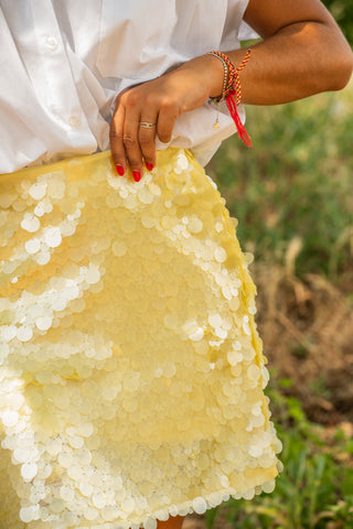 Jupe à SEQUINS jaune pastel