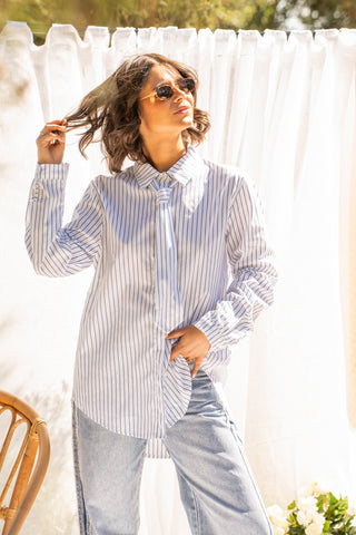 Chemise CRAVATE blanc rayée bleu