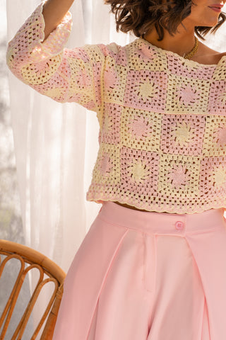 Top en crochet SUN rose