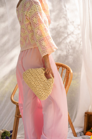 Pantalon fluide large rose