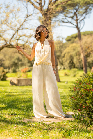 Combinaison pantalon à pois jaune
