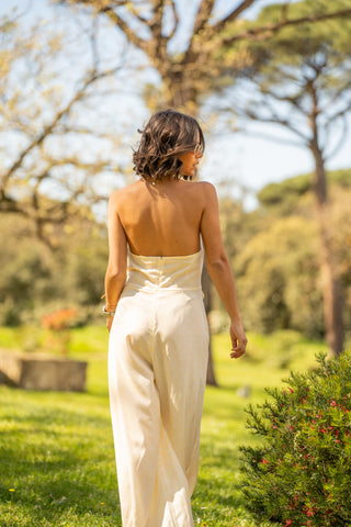 Combinaison pantalon à pois jaune