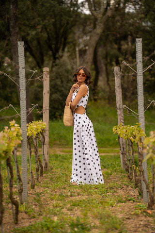 Robe ATHÈNES à pois blanc