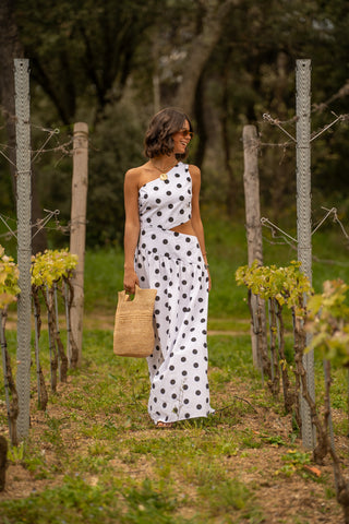 Robe ATHÈNES à pois blanc