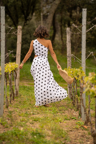 Robe ATHÈNES à pois blanc