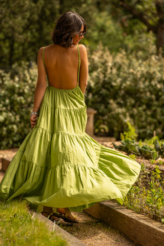 Robe en coton SOLEIL vert olive