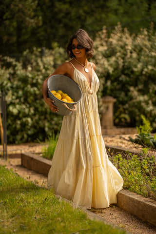 Robe en coton SOLEIL jaune pastel