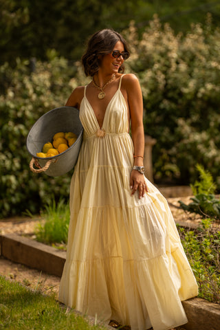 Robe en coton SOLEIL jaune pastel