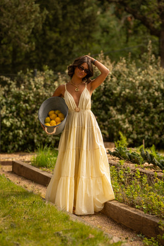 Robe en coton SOLEIL jaune pastel