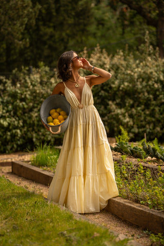 Robe en coton SOLEIL jaune pastel