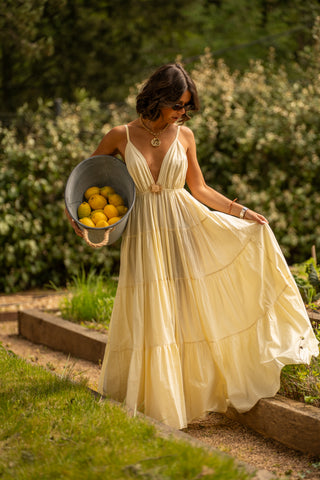 Robe en coton SOLEIL jaune beurre (Expédition le 14/04)