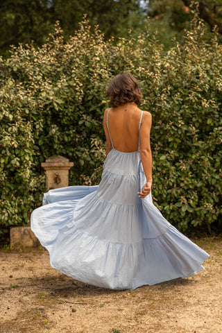 Robe en coton SOLEIL bleu ciel