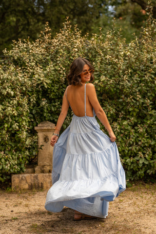 Robe en coton SOLEIL bleu ciel