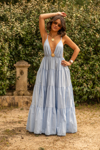 Robe en coton SOLEIL bleu ciel