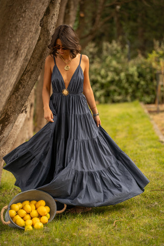 Robe en coton SOLEIL bleu marine