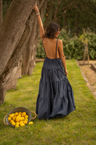 Robe en coton SOLEIL bleu marine