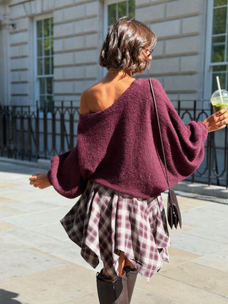 Pull manches chauve-souris bordeaux