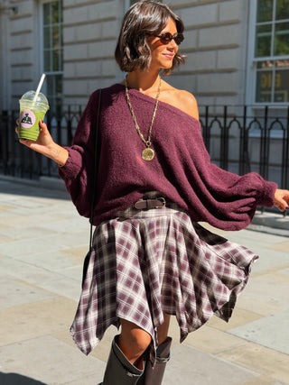 Pull manches chauve-souris bordeaux