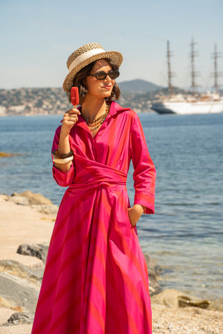 Robe chemise rayée rose&rouge